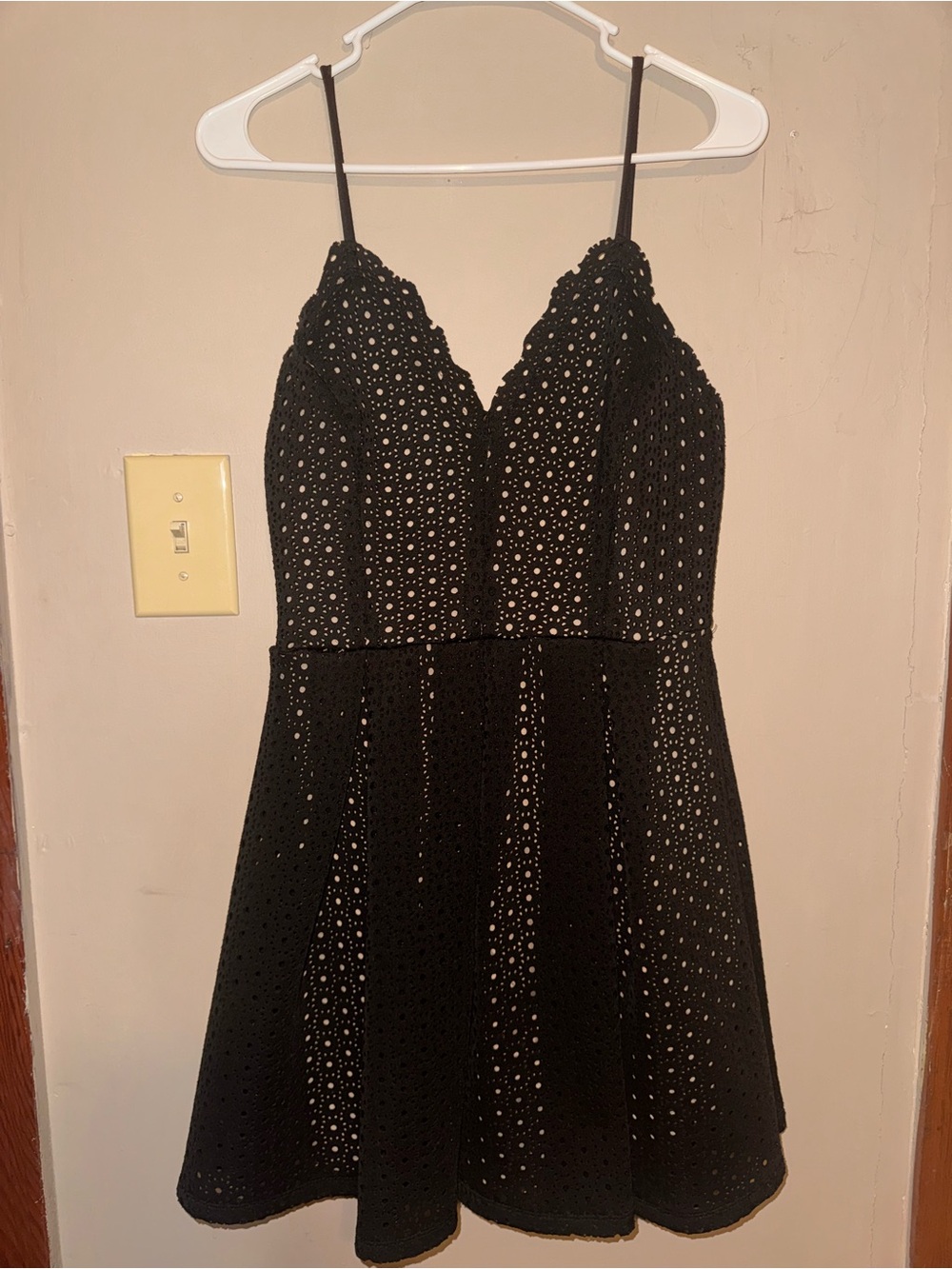 Charlotte Russe Black Eyelet Spaghetti Strap Mini Dress